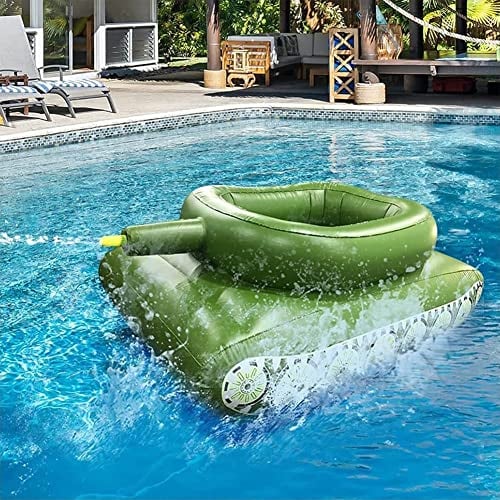 Aufblasbar Panzer Poolschwimmer, Komfortabel Lustig Aufblasbar Schwimmring mit Wasserpistole, Sommer Pool-Party Aufblasbar Schlachtflöße für Erwachsene Kinder