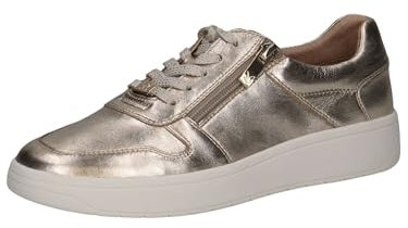 CAPRICE Damen Sneaker flach aus Leder mit Reißverschluss, Gold (Gold), 36 EU