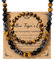 JSDDE Herren Perlenkette mit Armband Set Tigerauge Obsidian Hämatit Kette Natürliche Edelstein Heilsteine Kette Tigerauge Armband Damen Männer Kette Amulett Spirituelle Geschenk