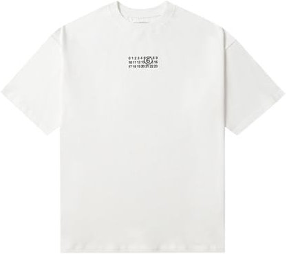 FDTURES 24ss Paar Mode Casual Top Maison MM6 Uhr Digital Gedruckt Männer Und Frauen Cartoon Reine Baumwolle Kurzärmeliges T-Shirt-color4||L