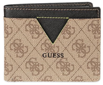 GUESS Klassische Bifold Geldbörse für Herren mit Kartenfächern, Geldscheinfach und Ausweisfenster, Braun Quattro G, Einheitsgröße, Klassische Faltbörse mit Kartenfächern, Geldscheinfach und