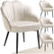 tectake® Cocktailsessel in Muschelform, Samt Stuhl mit Armlehne, Sessel Wohnzimmer, Loungesessel, Stühle Esszimmer, Relaxsessel, Sessel Schlafzimmer, Deko Zimmer, Lesesessel - créme/schwarz, 4er Set