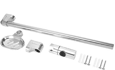 Shower Riser Holder Bar Stainless Steel Lifting Handhold Shower Head Holder Bracket with Soap Box G1/2 Adjustable Shower Sliding Wall Mounted Shower
