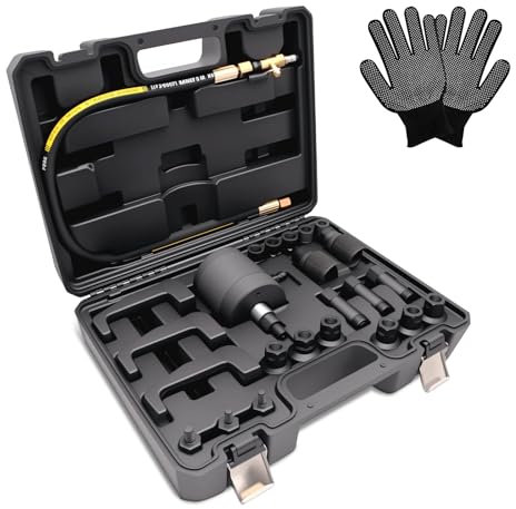 25tlg Injektor Abzieher - Diesel Einspritzdüsen Abzieher - Pneumatischer Injektor Werkzeug mit 19 Adapter Kompatibel mit Bosch, Delphi, Denso, Siemens CR Einspritzdüsen