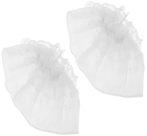 Ipetboom 2 Stück Gefälschte Ärmel Clown-kostüm Fantasie-armmanschette Clown-halsrüsche Ansteckbare Ärmel Clown-kragen Dekorative Manschetten Vintage Clownkostüm Ärmelbündchen Nylon Weiß