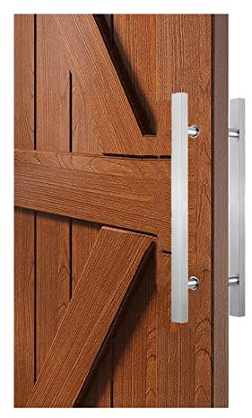 KHLMSRXJ Maniglia per Porta Scorrevole in Vetro per Uso Commerciale, Robusta, con Modanatura a H, per Interni ed Esterni, con Montaggio Posteriore a Retro, Argento Spazzolato, 60 cm.