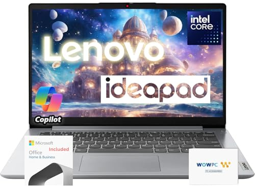 Lenovo 14 IdeaPad Laptop • Intel Quad-Core Processor • Microsoft 365 • Copilot AI • 14 Anti-Glare Display • 4GB RAM • 3TB Storage(2TB SSD+1TB OneDrive) • Windows 11 Pro • w/WOWPC Recovery USB