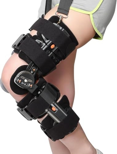 Adjustable Hinged Knee Brace with ROM Lock & Side Stabilizers – Post-Op ACL/PCL/MCL Support, Left Leg Orthopedic Immobilizer for Men/Women, Sports Injury & Rehab(Color:Left Side)