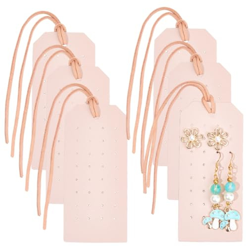 CALFOVERA 6 Porte Boucles d'oreilles Portable en Cuir PU avec Cordon 32 Trous Rectangulaire Présentoir de 4.3x2.2(6) cm Organiseur de Boucles d'oreilles Étui à Suspendre pour Femmes Rangement