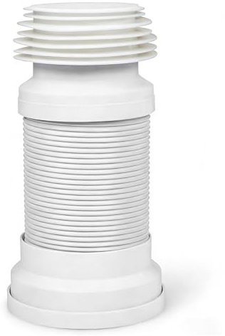 WC Anschluss Set, Einstellbar WC Anschlussrohr Flexibel 250-500 mm, Abflussschlauch Siphon, Toilettenrohr Anschlussstutzen für universellen WC Abfluss (Weiß)