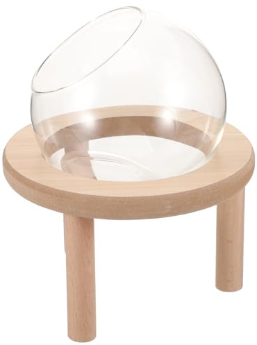 KOMBIUDA Glas Sandbadbox Für Hamster Mit Holzboden 10cm Transparent Hamsterbadewanne Käfig Zubehör Für Kleine Haustiere Bad Spielbereich