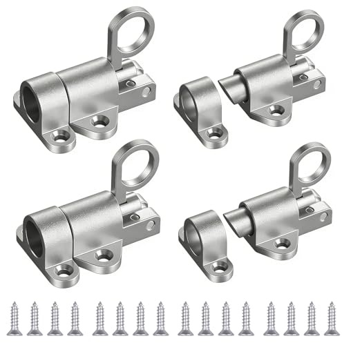 Forhandy Automatische Türriegel 4 Stück, Gartentor Verriegelung Schubriegel | Federriegel Schlossriegel mit Schrauben, Schiebeschloss für Fenster, Schranktüren, Gartentore,Balkontüren, Tierkäfige