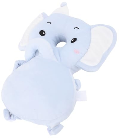 Generic Sommerlicher, Atmungsaktiver Baby-Kopf-, Leichtes Kleinkind-Kopfpolster Zur Gehhilfe, Tragbares Baby-Kopfkissen für Eltern Unterwegs, Polyesterfaser (Blauer kleiner Elefant)