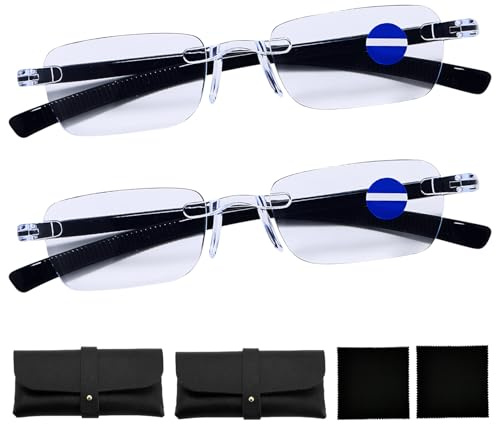 Dmrbiy 2 Stück Intelligente Brille Die Sich Anpasst,Brillen Mit Automatischer Sehstärke,Intelligente Zoom-Brille,Mit Automatischer Sehstärkeanpassung,Inklusive 2 Brillenetuis Und Brillenputztüchern