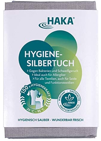 HAKA Hygiene Silbertuch, 1 Stück (150 WL), antibakteriell, für frische Wäsche, neutralisiert Gerüche, wirkt ab 20 °C, Allergiker geeignet, wiederverwendbar, für Waschmaschine