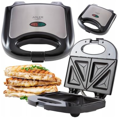 ADLER Sandwichmaker, 850 W Leistung, Cool-Touch-Gehäuse