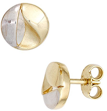 Jobo Damen-Ohrstecker Rund aus 8 Karat 333 Gold Bicolor