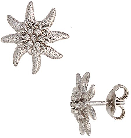 Paar Ohrstecker Stecker Blume Edelweiß aus 925 echt Silber rhodiniert Damen