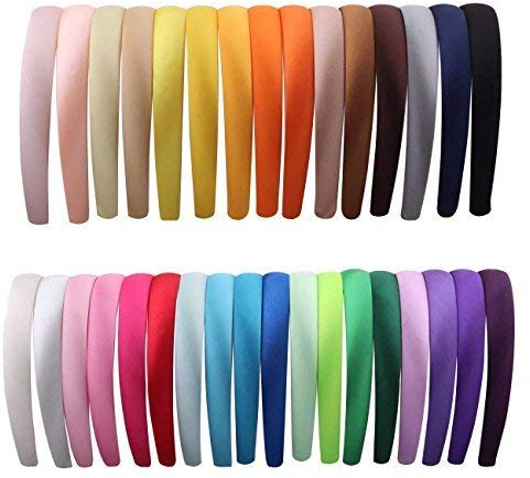 Candygirl Lot de 33 Pièces 2CM Bricolage Serre-tête Satin Couvert Femme Fille Bandeau Cheveux Accessoire
