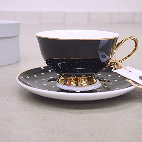Bombay Duck Spotty Black and Gold Tea Cup and Saucer Boxed Set