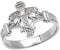 Kleine Schätze Damen Ring 925 Sterling Silber Solitär Zirkonia Orthodox Kreuz mit Verschlüsselte Russische Gebets