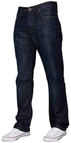 New Mens Enzo Regular Fit Straight Denim Blue Jeans Pants All Waist Sizes Indigo 38 W X34L