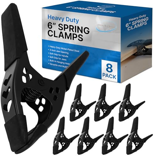 FactorDuty Lot of 8-6 inch Spring Clamp Large Super Heavy Duty Spring Metal All Black - 2.5 inch Jaw Opening