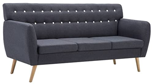 vidaXL Sofa 3-Sitzer Stoff Dunkelgrau Polstersofa Loungesofa Sitzmöbel Couch