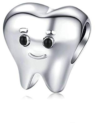 Pot Knife Fork Spoon Charms Beads fit Bracelet DIY Fashion Jewelry Original Sterling Silver Chef's Hat Wine Cup Charms Bead for Pandora (Smiling Tooth Charm Bead)