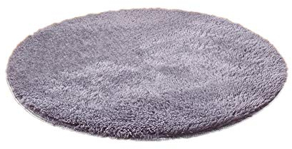iSpchen Teppich Plüsch Runde Matte, Niedliche Pelz Schlafzimmer Teppiche Wohnkultur Zubehör Weiches Bad Schlafzimmer Rutschfester Boden Kindermatte (Durchmesser 60CM) Silber Grau