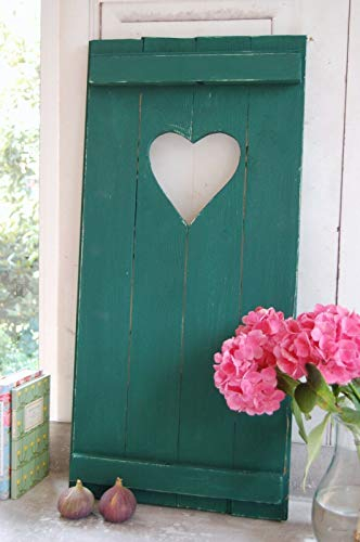 windschief-living Landhaus Fensterladen Green mit Herz,Shabby Antique chic Handgefertigt
