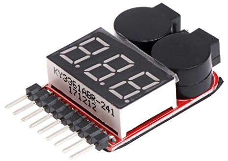 ruiruiNIE testeur de Batterie Alarme de Buzzer Basse Tension, Batterie de Bateau RC 1-8S Lipo/Li-ION/Fe 2 en 1 testeur LED indicateur de Basse Tension testeur vérificateur