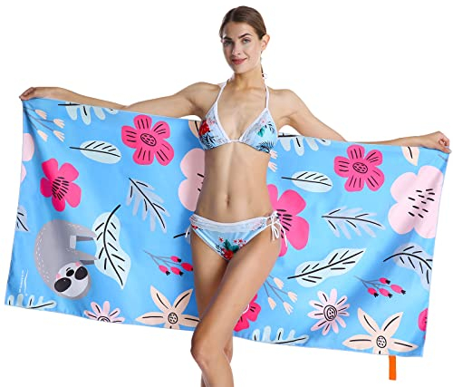 CHARS Mikrofaser Strandtuch Groß 79×155cm Schnelltrocknend Hamamtuch Kompakt Saunatuch Badetuch Sandfreie Handtuch Reisehandtuch für Strand Schwimmen