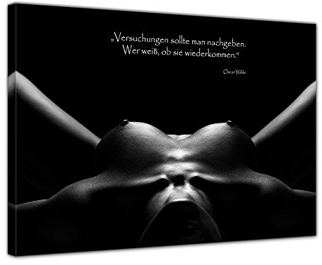 Bilderdepot24 Bild auf Leinwand | Versuchungen sollte man nachgeben. - (Oscar Wilde) in 120x90 cm als Wandbild XXL | Wand-deko Dekoration Wohnung modern Bilder | 16533