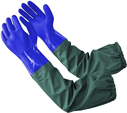 Guanti lunghi per laghetti,lunghi 68 cm,impermeabili,guanti in gomma resistenti in PVC,riutilizzabili,resistenti agli agenti chimici,guanti a braccio completo per giardinaggio,acquario,pesca