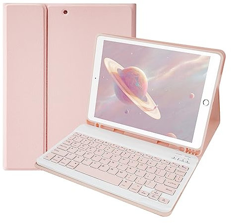 Lively Life iPad Keyboard Case - 9.7 inch, Detachable Bluetooth Keyboard for iPad Pro/Air, Auto Wake/Sleep & Built-in Pencil Slot - Pink