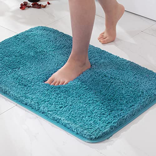 MIULEE Badematte Weiche Badteppich rutschfest Badvorleger Fußmatte Badzimmermatte Bettvorleger Flauschig Teppich Badezimmerteppich Duschmatte für Bade & Wohnzimmer Schlafzimmer 50x80 cm Türkis
