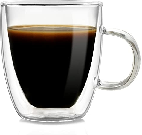 MTFBQ Tasse Transparente Double Paroi, Tasse A Cafe Transparente, Tasses A Café Expresso, Tasse À Café Double Paroi, Verres À Jus De Fruits, Coupe De Verre, Tasses À Thé, Tasse One Piece, 350Ml/12Oz