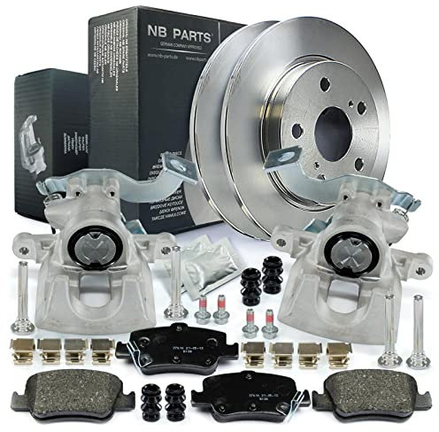 NB PARTS Bremssättel + Bremsbeläge + Bremsscheiben hinten passend für Toyota Auris Corolla