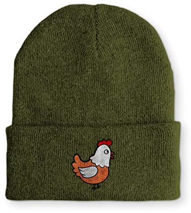 tshirtladen Huhn Statement Beanie Mütze mit Spruch, Farbe: Olive