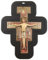 Needzo San Damiano Kreuz aus dunklem Holz mit Details, kleines Kruzifix zum Aufhängen für Zuhause, Büro und mehr, 11,4 x 8,9 cm