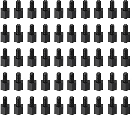 YOKIVE 150uds M3 Separación Tornillos, Nylon Hexagonal PCB Separadores con Alto Aislamiento Efecto, Mantener Altura Consistente, Excelente para Base Placa (Negro, 5mm+6mm)
