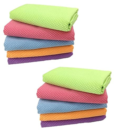 10 Pcs Fischschuppen Lappen Wiederverwendbar Nanoscale Streak-Free Miracle Cleaning Cloths Multifunktion Mikrofaser für Auto Küche Spiegel