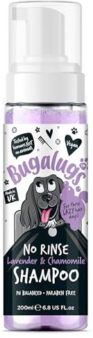 BUGALUGS Lavendel und Kamille, Shampoo ohne Ausspülen, für Hunde, 200 ml, sanfte und entspannende Reinigung mit natürlichem Duft und sofortiger Pflege
