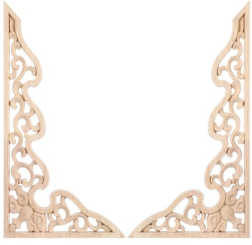 CLISPEED Holzschnitzerei Ornaments 2 Stück 10.2X5.4 Zoll Unbehandelte Dekorative Applikationen Für Möbel Wandgestaltung Wohnzimmer Esszimmer