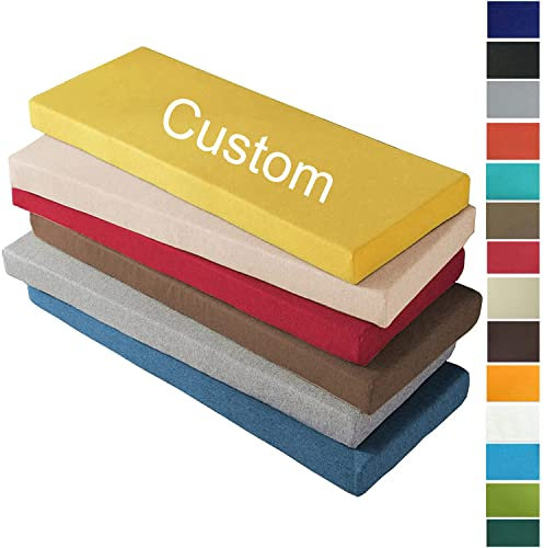Custom Bench Cushion for Outdoor Indoor, Waterproof Garden Swing Chair Mat Patio 2 3 Seater Pad, Non-slip Window Seat Pad Home Furniture Sofa Replacement Cushions(5CM Thick)