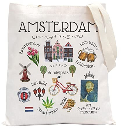 POFULL Amsterdam Souvenir Geschenk Amsterdam Holland Reisetasche Niederlande Fahrrad Fahrrad Geschenk, Amsterdam Tote Bag
