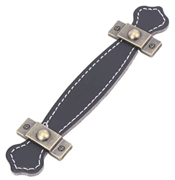 Angoily Black Drawer Handles Leather Cabinet Door Pulls Vintage Style for Kitchen Bathroom