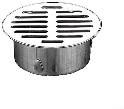 HpLive Siphon de sol rond de 90 mm en acier inoxydable, anti-blocage, pour toit extérieur, siphon de sol enfichable avec grand déplacement, pour terrasse extérieure de jardin