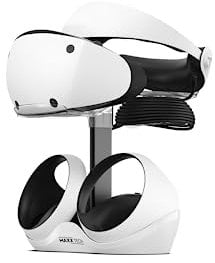 Maxx Tech VR Charging Stand – fast charger for 2 x PS5 PSVR2 controllers and stand for PSVR2 headset, drop & charge with USB-C magnetic charging adaptors, 8 LED lighting modes, LED indicator lighting